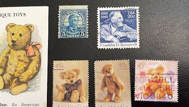 Teddy Bear stamps - antique toys
