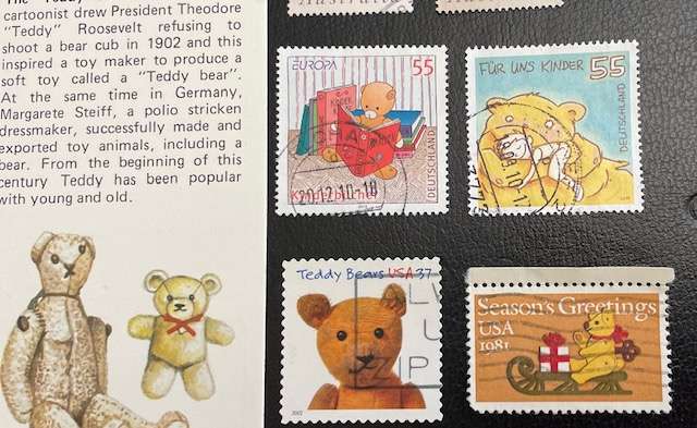Teddy Bear stamps - antique toys