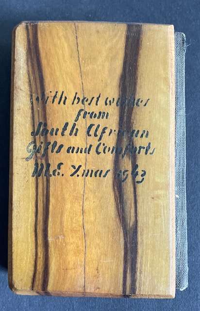 Jan Smuts Bible given to the troops WWII Olive wood etched cover.