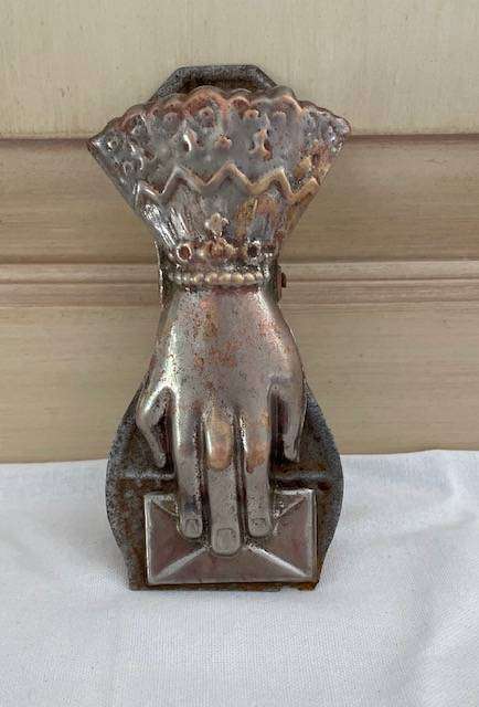 Vintage Metallic Lady's Hand in decorated glove - Wall hanging for holding notes / mail