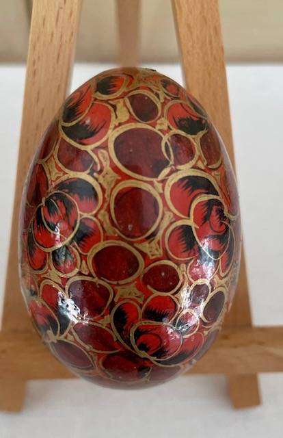 Vintage Kashmiri Hand Painted paper-mache lacquered egg - 7cm x 5cm - Beautiful!