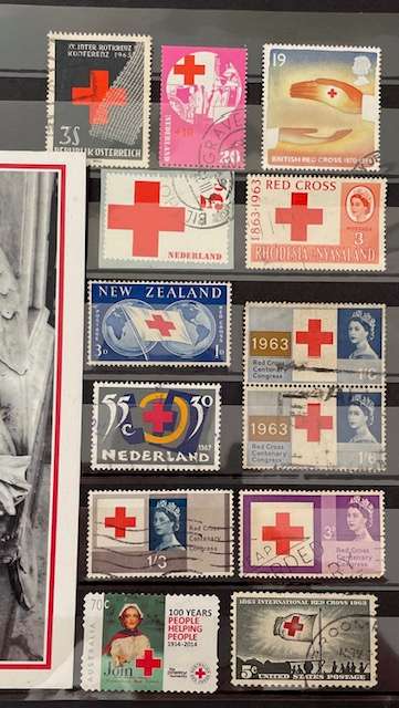 Thematics -The Red Cross mixed stamps and Red Cross Charity postcard