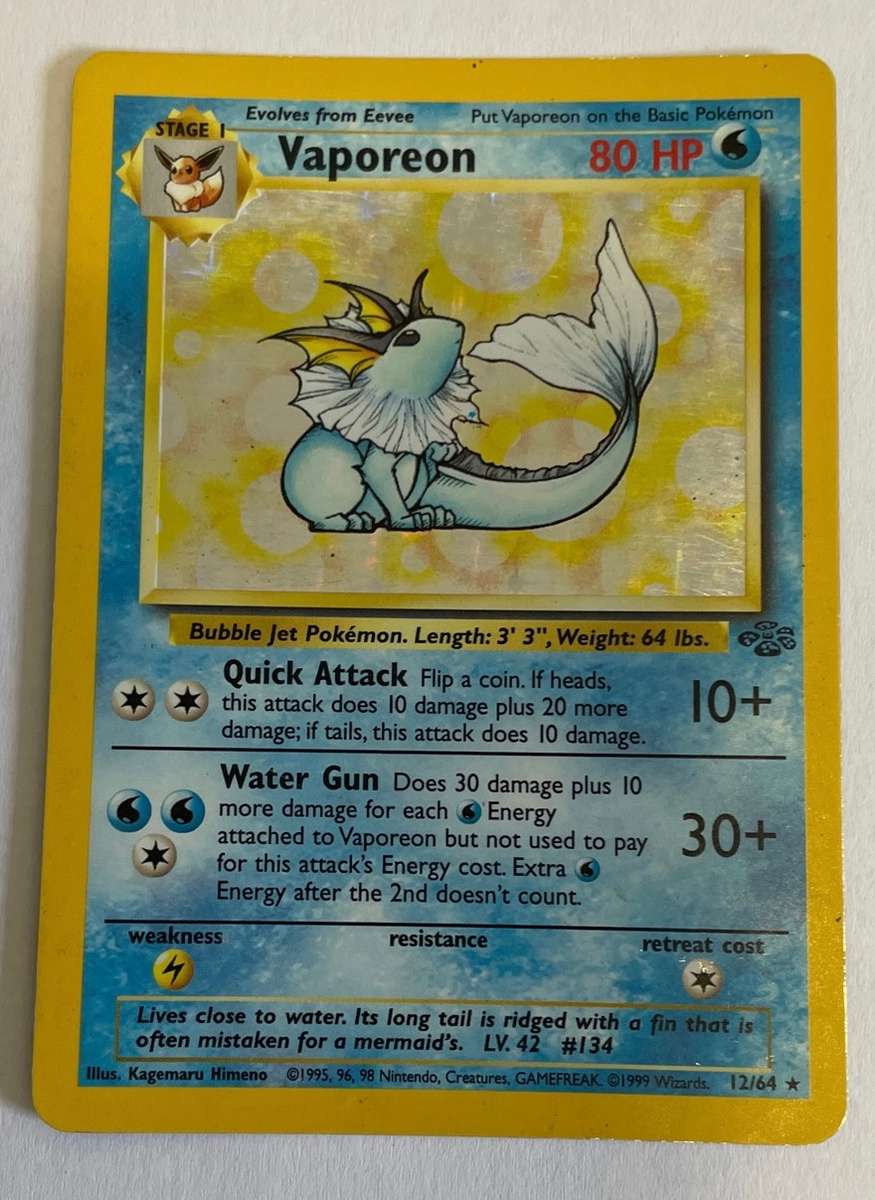 Pokémon TCG - 1999 - VAPOREON - Hologram -RARE 12/64