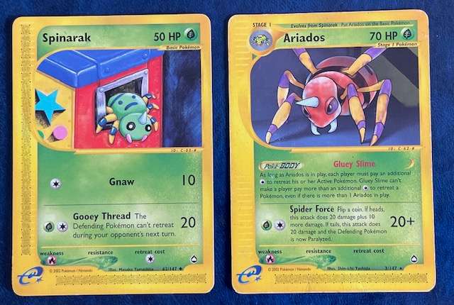 Pokémon TCG - 2002 - SPINARAK 62/147 AND ARIADOS 3/147 RARE!