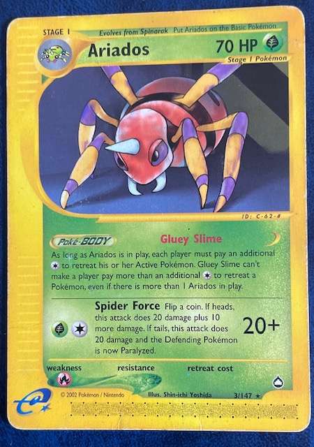 Pokémon TCG - 2002 - SPINARAK 62/147 AND ARIADOS 3/147 RARE!