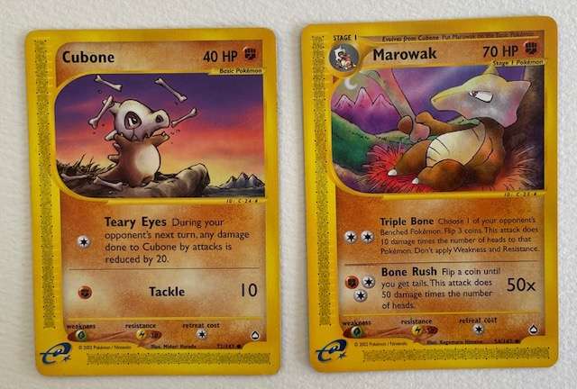 Pokémon Trading Cards - 2002 - CUBONE 72/147 AND MAROWAK 54/147
