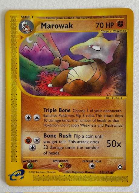 Pokémon Trading Cards - 2002 - CUBONE 72/147 AND MAROWAK 54/147