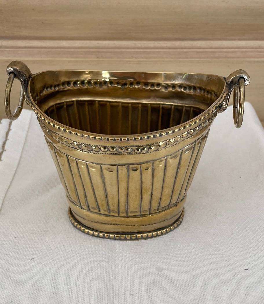 Antique - Beautiful, highly detailed Brass(?) container - fluted panels and hand hammered accents