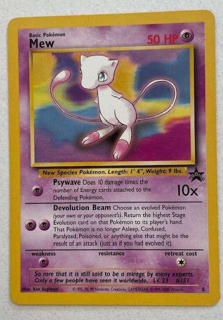 Pokémon Trading Card - 1999 -2000 MEW PROMO NON-HOLO #8. LP