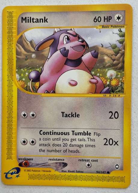 Pokémon Trading Card - 2002 -MILTANK  94/87 LP GREAT CONDITION! R30 EACH