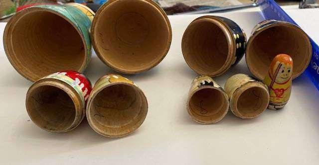 SEA CAPTAIN AND CREW - COMPLETE NESTING DOLL SET - 1960'S - ULTRA RARE -* DISTRESSED