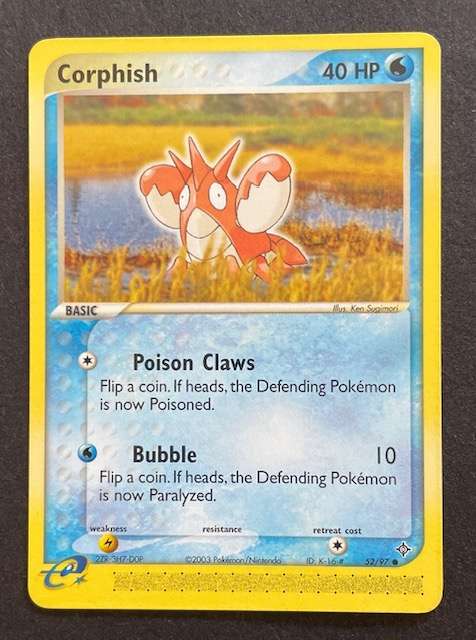 Pokémon Trading Cards x 4 CATERPIE 53/75, CORPISH 52/97, WAILMER 83/100. PORYGON 103a/147