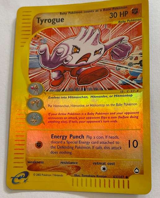 Pokémon Trading Card - 2002 - TYROGUE - 63/147 REV HOLO - LP NM