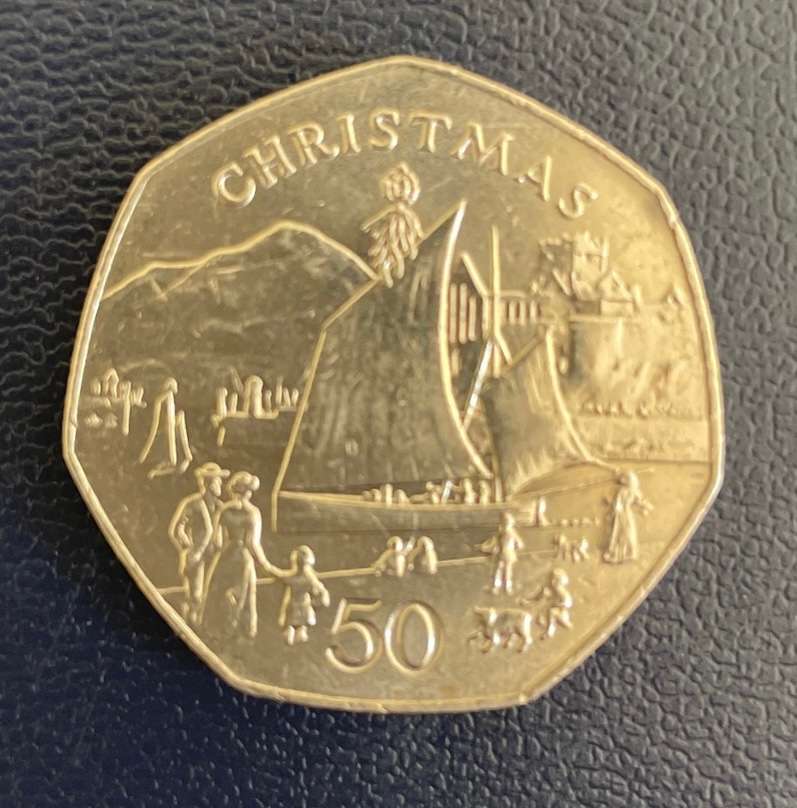 Isle Of Man - 50p - Christmas coin - 1981 - Great condition! Great collectible.