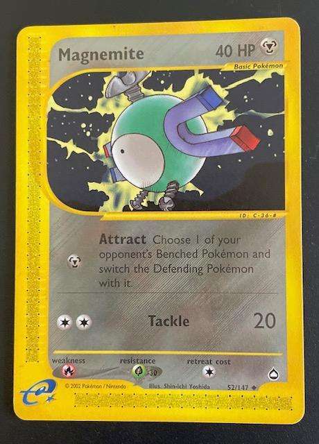 Pokémon Trading Card - MAGNEMITE - 52/147 - 2002 - LP - UNCOMMON