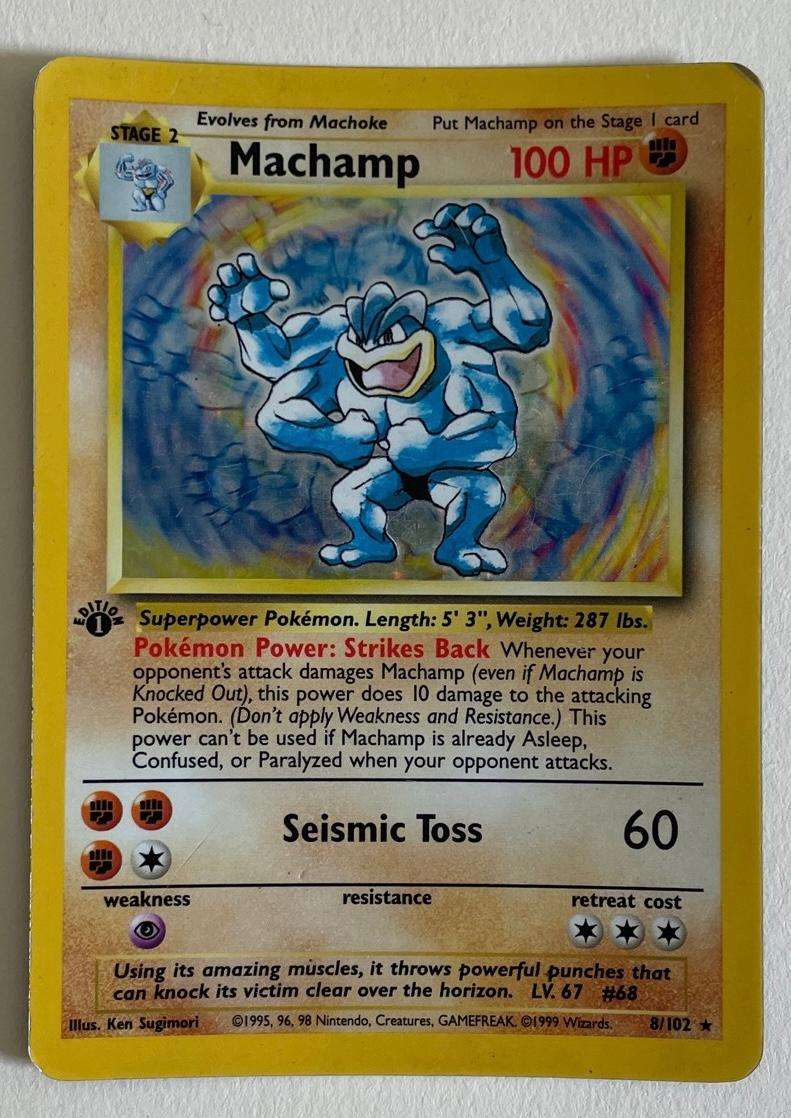Pokémon Trading Card - MACHAMP HOLO 1999 1ST EDITION - 8/102