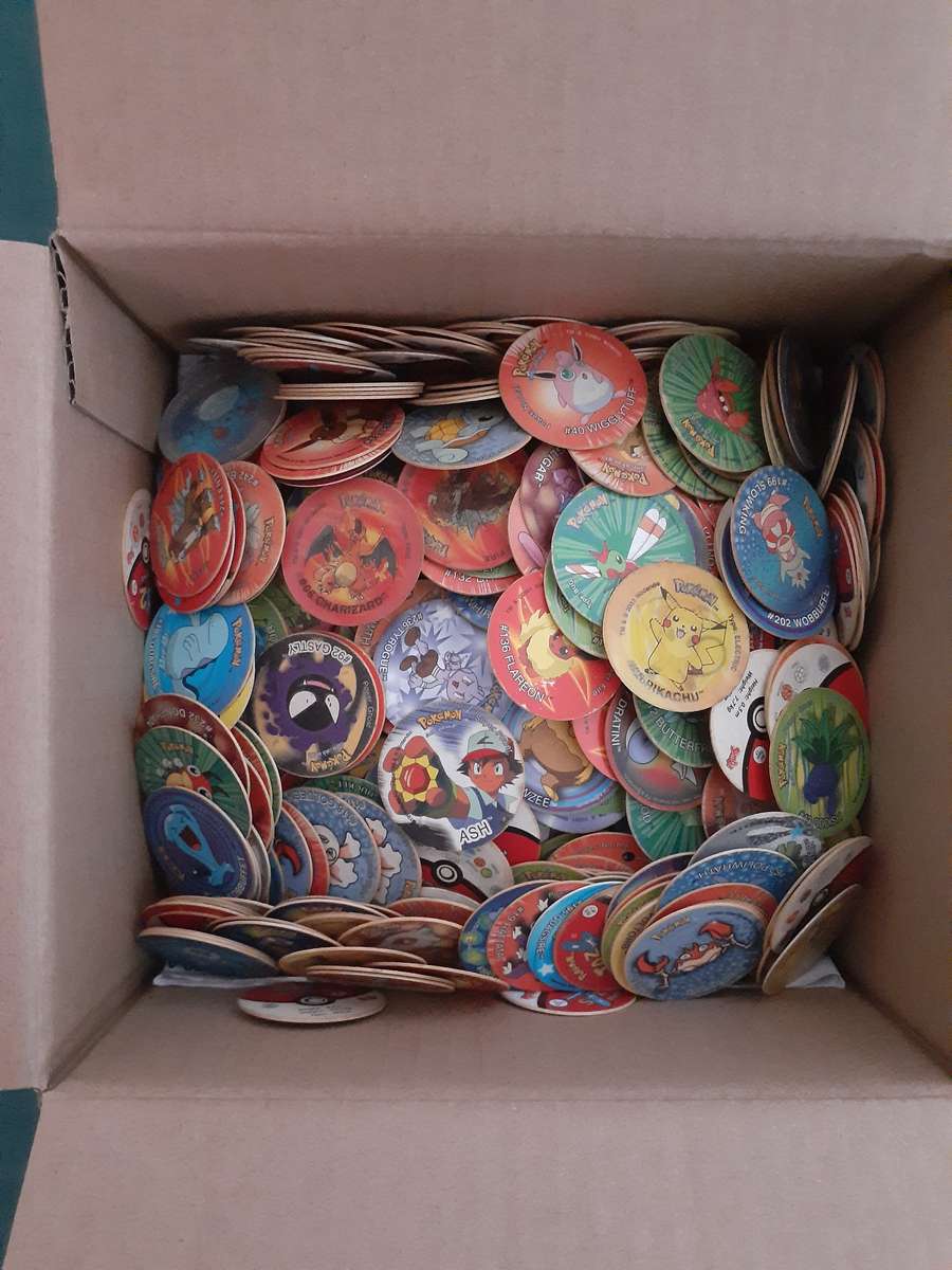 1999 Pokemon Cards, Box Of Tazos & Yugioh TV Cards