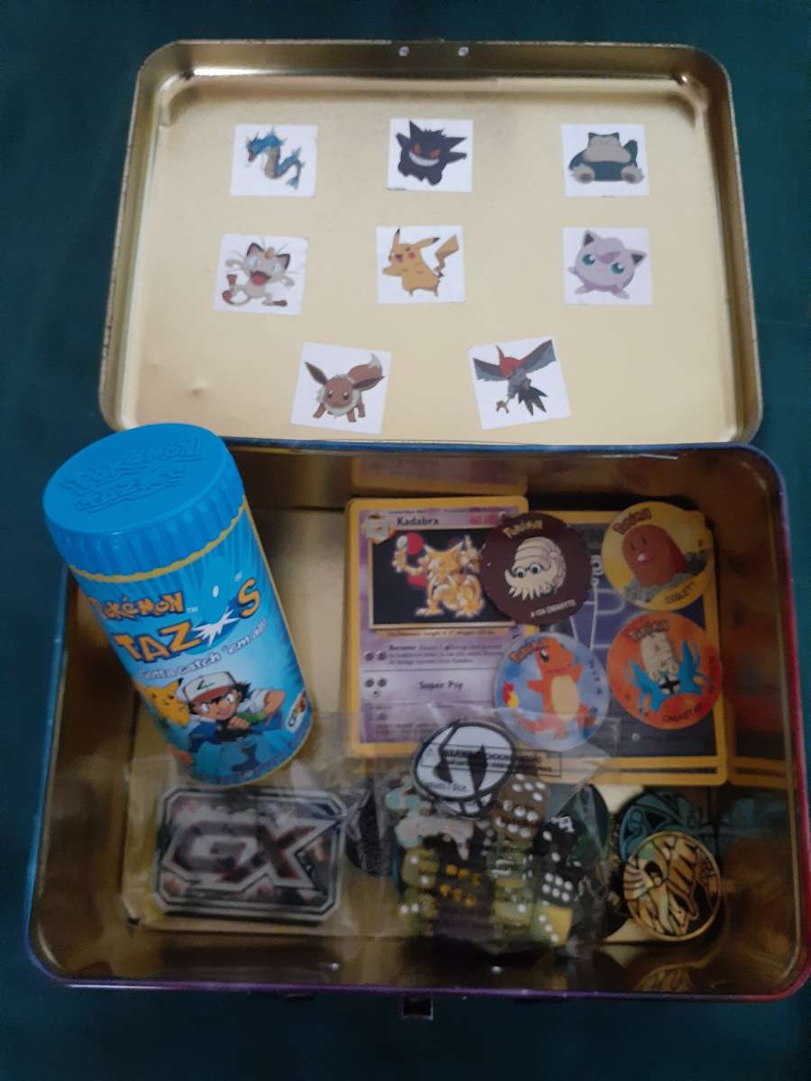 1999 Pokemon Cards, Box Of Tazos & Yugioh TV Cards