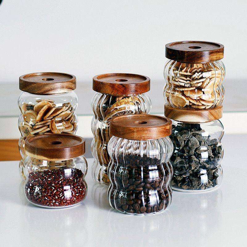3pcs Glass container with sealed lid