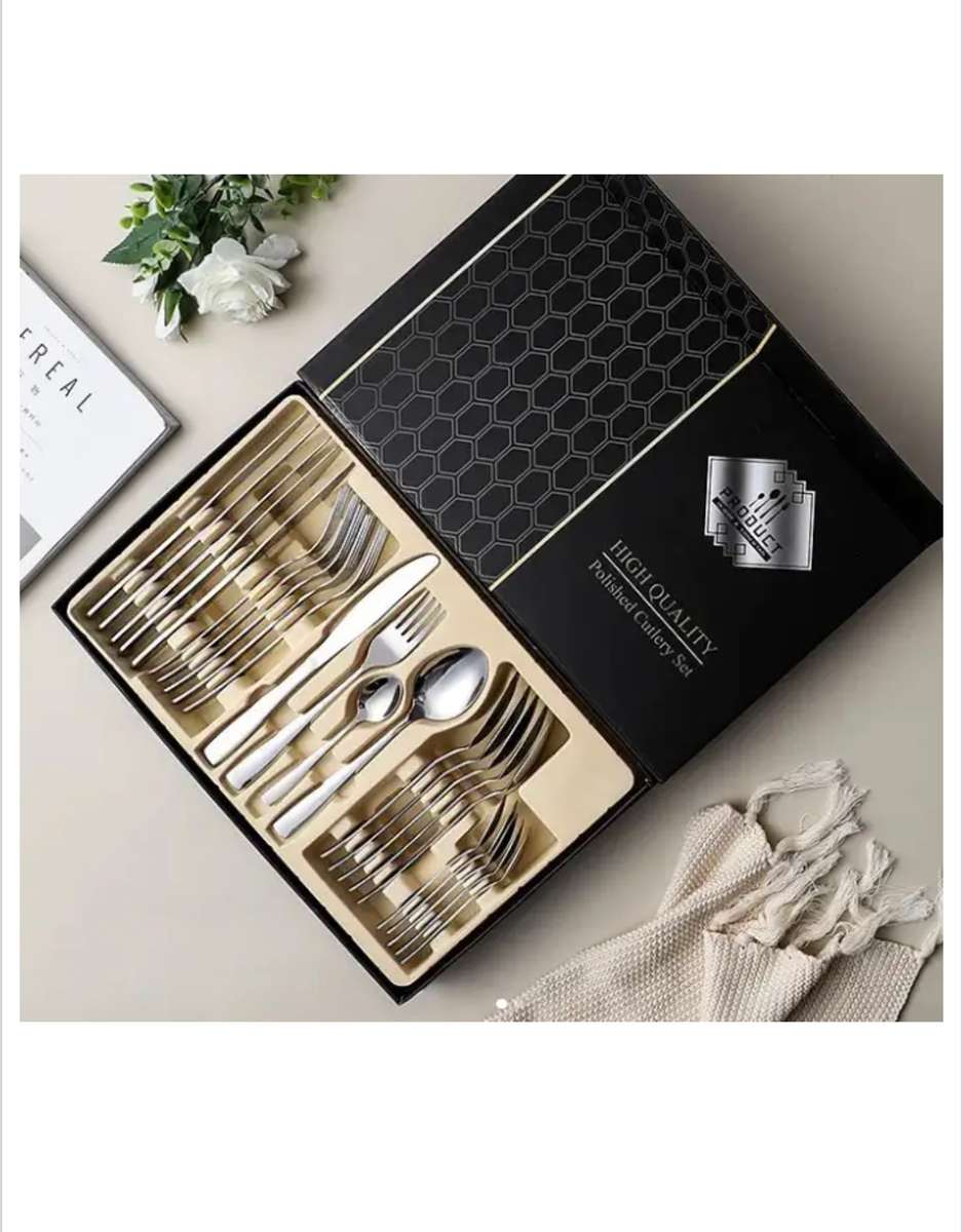 Elegant 24pc Polished Cutlery Set - Silver
