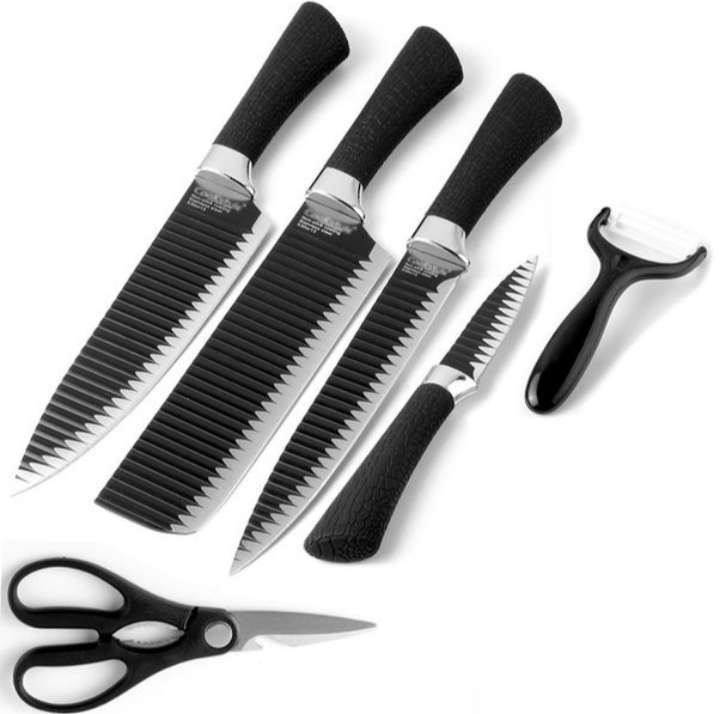 BURRAAQ TRANDING / 6 PIECE DAILY USE SHARP KNIFE SET BLACK