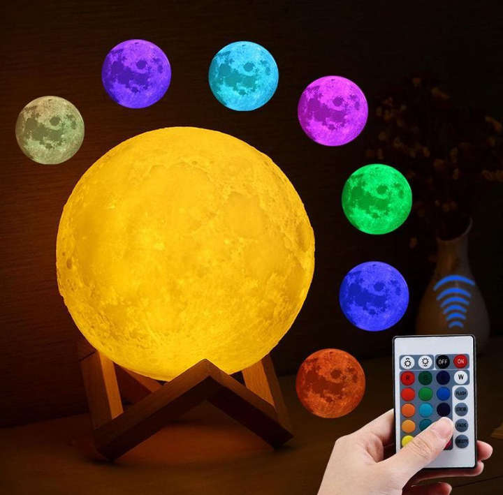 BURRAAQ TRANDING/ 3D MOON LAMP RECHARGEABLE NIGHT LIGHT