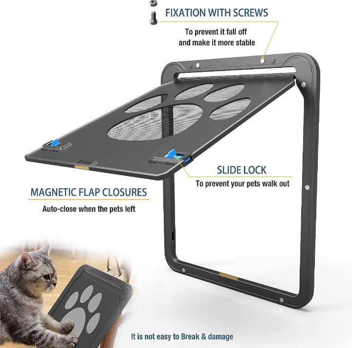 BURRAAQ TRANDING/ 4 INCHES PET CAT AND SMALL DOG MAGNET FLAP LOCKABLE