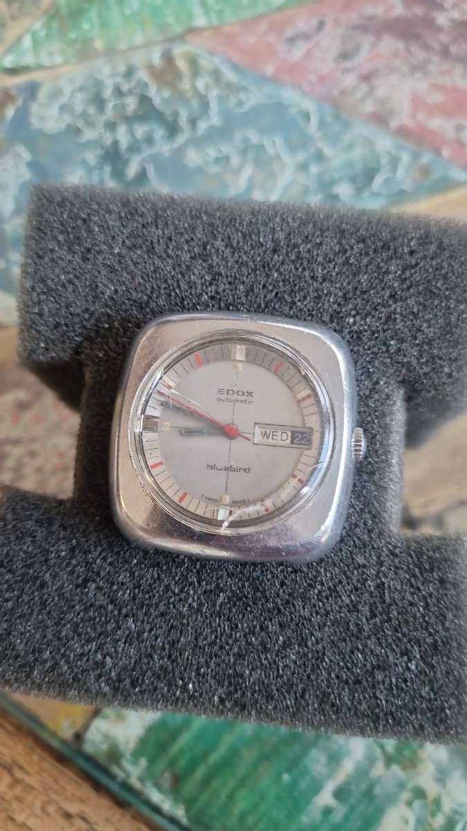 Edox Bluebird Automatic  Square Steel, Day/Date, Vintage