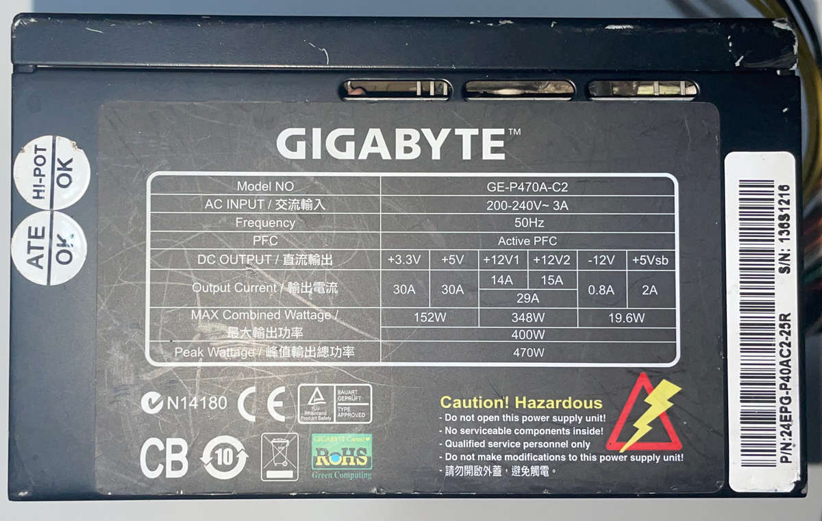 ATX Computer Power Supply 400-470Watt power supply 6pin GPU, 4pin CPU Molex, Sata