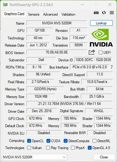 Dell Latiude E6530 - Intel i7 3520M @ 2.90 GHz 2 cores 4 threads, 6GB DDR3, 500GB HDD, NVIDIA 5200M