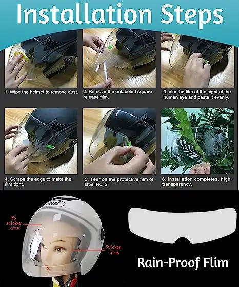 Rainproof Anti Fog Film For Helmets - Rainproof and High Transparency 2 in 1