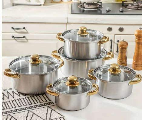 5 pot stainless  Set