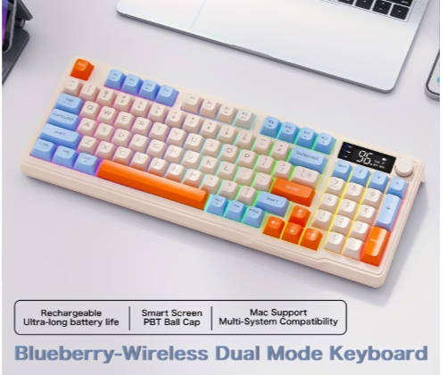 M96 Wireless Keyboard, Wireless 5.0/2.4G with Dual-Mode Dual-Receiver, Suitable for Gaming/Office