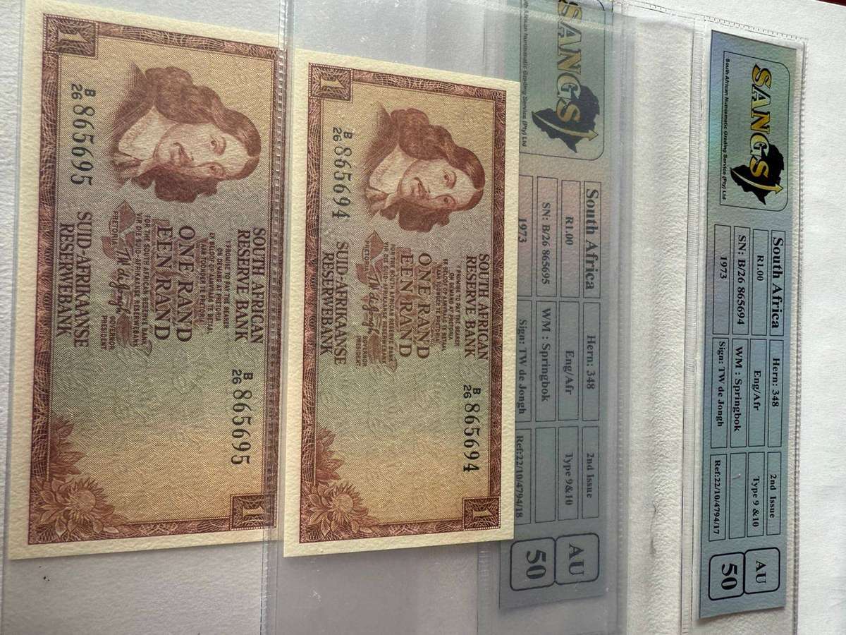 2X R1 TW DE JONGH BAMKNOTES IN SEQUENCE