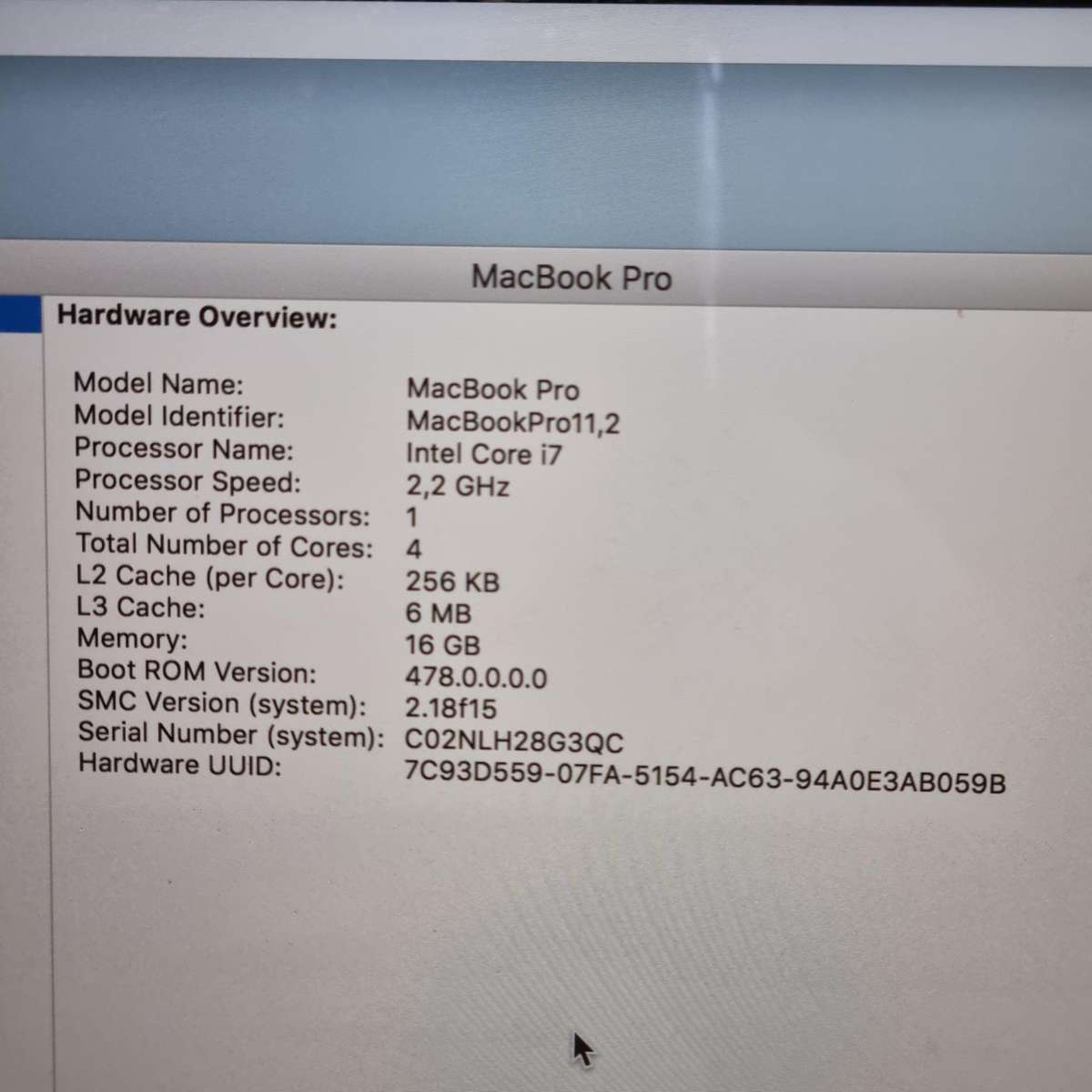 Macbook Pro i7 - 16GB/265 ssd Retina display