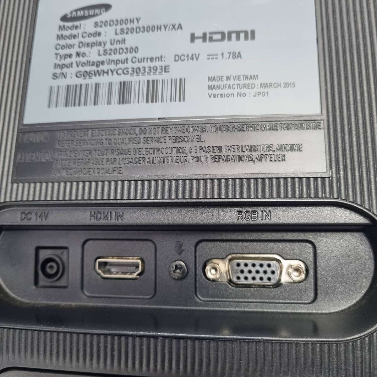 Samsung 20-inch LED Monitor HDMI + VGA