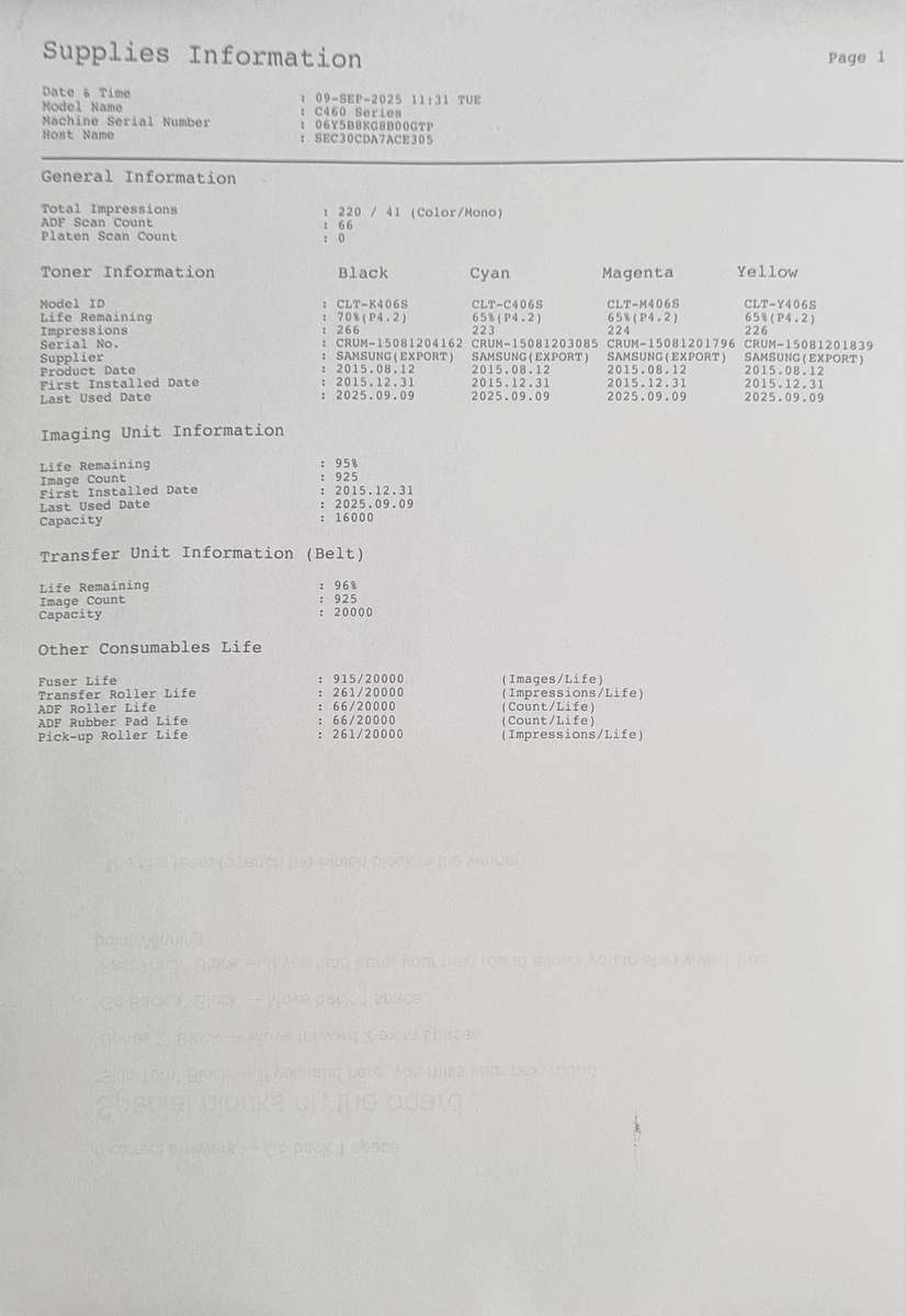 Samsung wireless color printer with toners 69%
