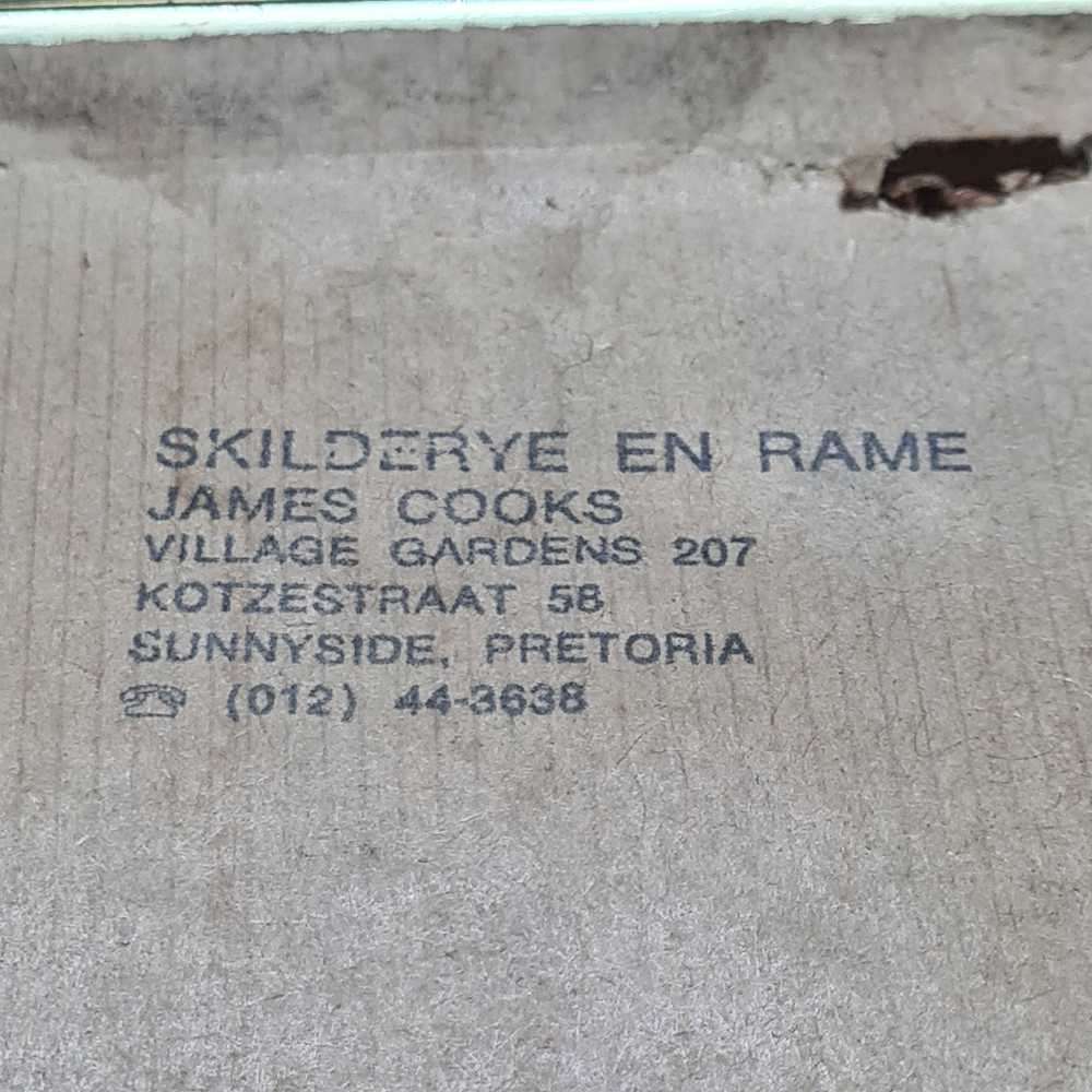 Pair of framed oil paintings of cosmos flowers in a vase. 280x230mm