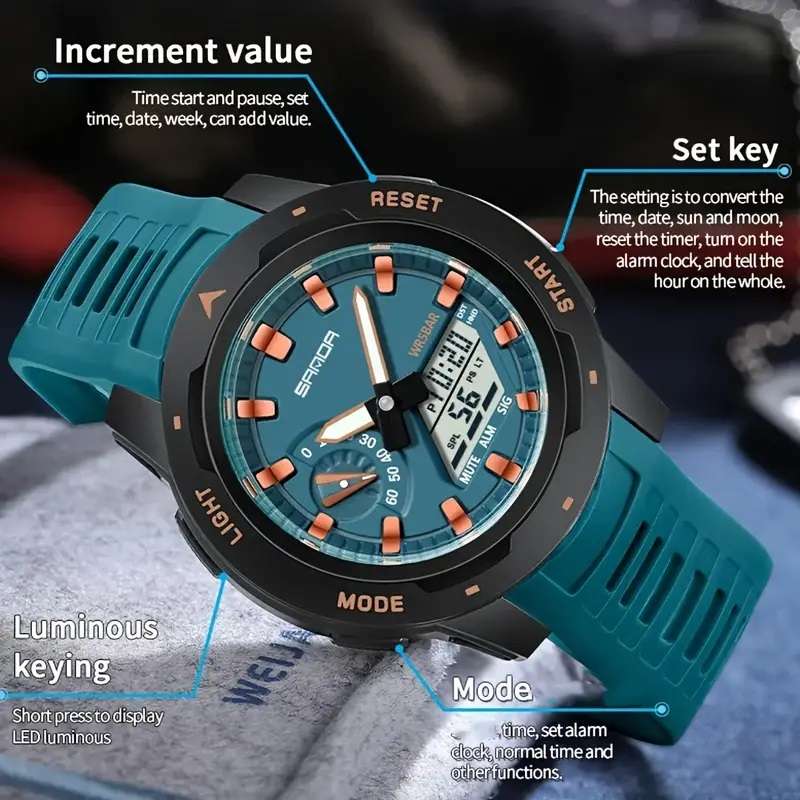 Men's Sporty Electronic Watch with TPU Strap