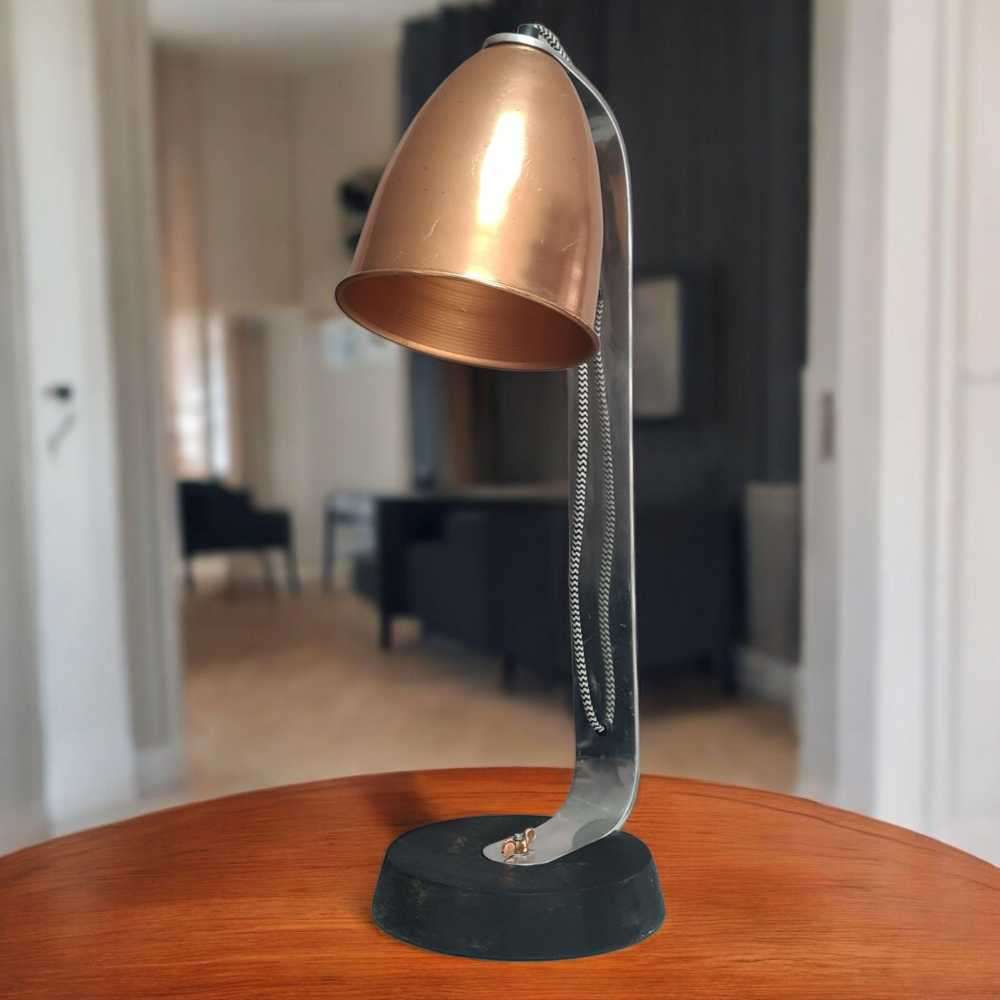 Chrome & Wood Desk Lamp