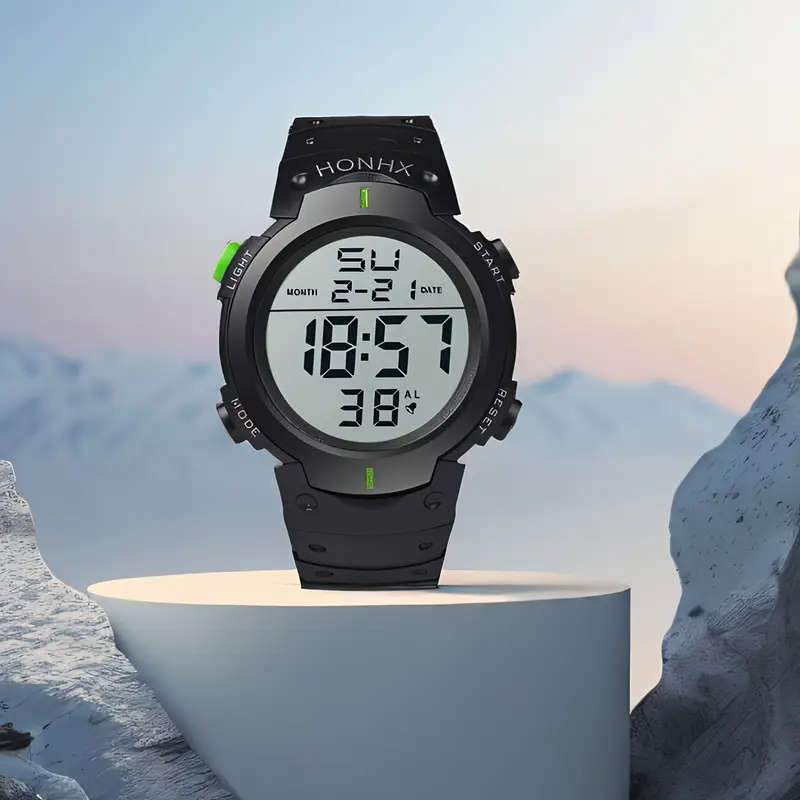 Sports Digital Watch with Luminous Display, Stopwatch & Alarm Features