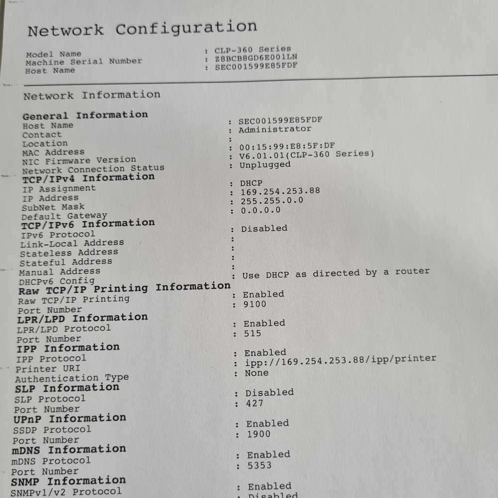 Wireless samsung clp-365w color printer