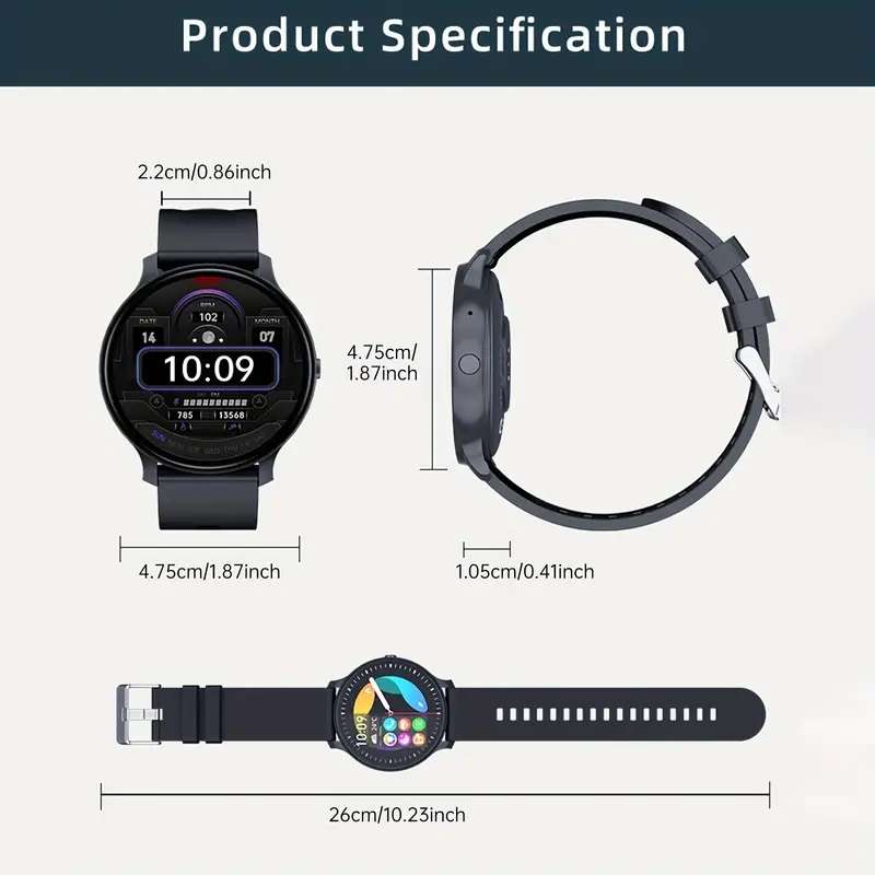 Black Smartwatch with Call Function - Fitness Tracker for Men & Women