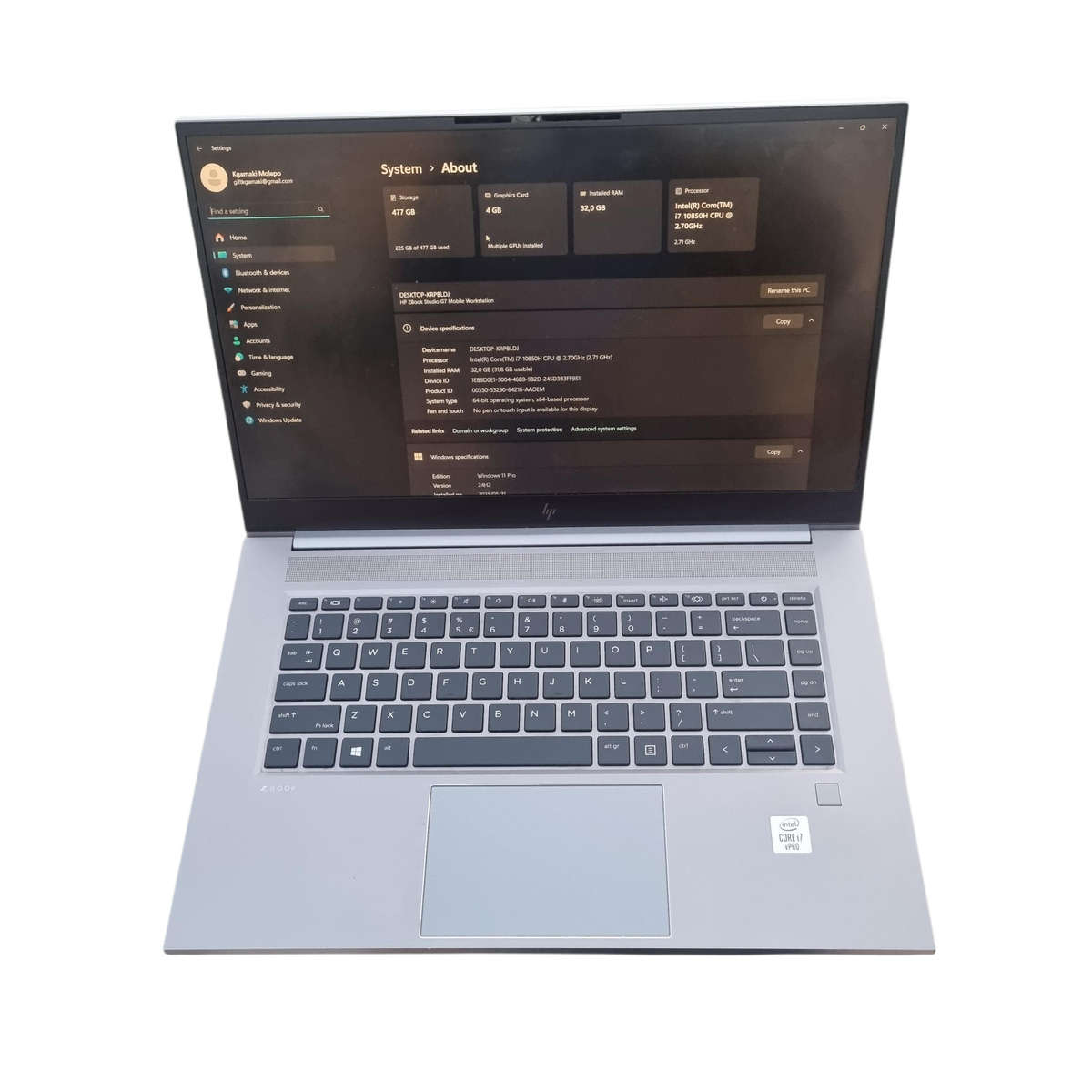 32GB ram, 4GB Graphics card (dedicated) G7 Mobile Powerhouse Workstation  Intel i7 10th Gen