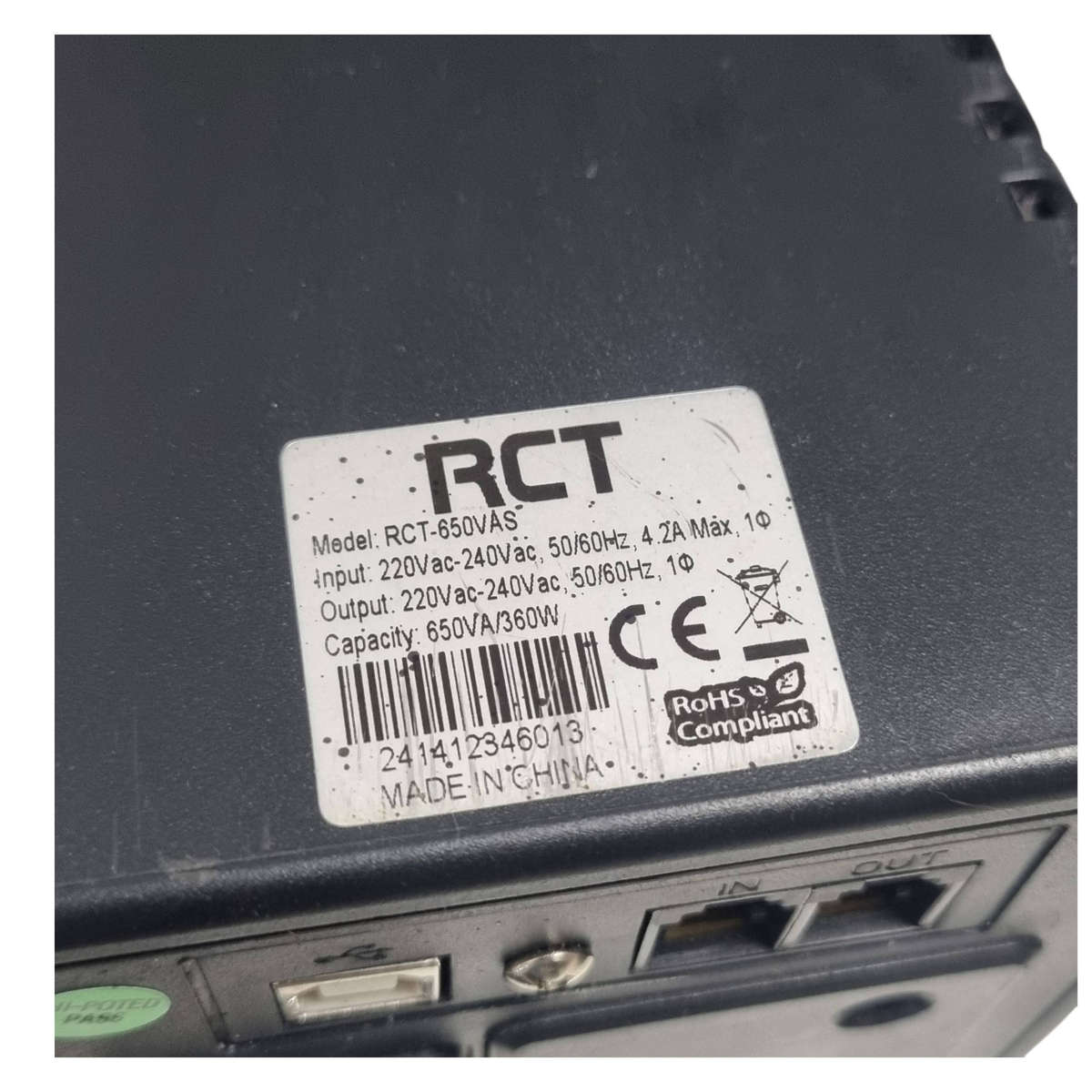 RCT Uninterruptible Power Supply (UPS). (Not charging)