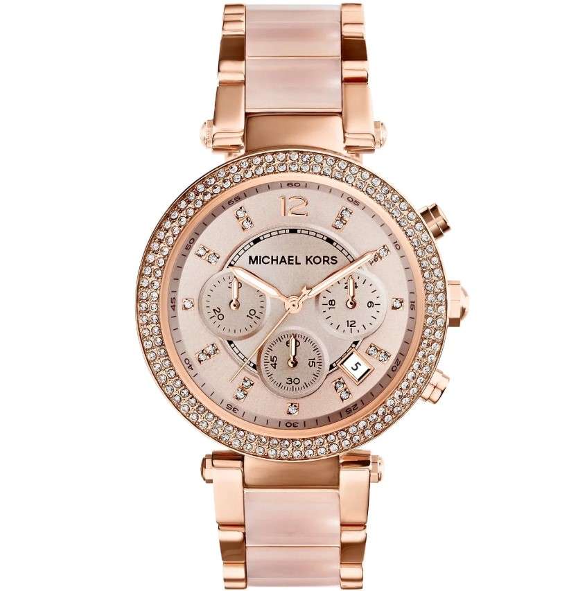 Original Michael Kors Women's Parker Rose Gold Round Mixed Watch - MK5896