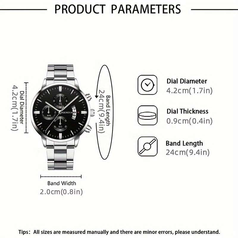 Geneva Men's Stainless Steel Watch (Blue)