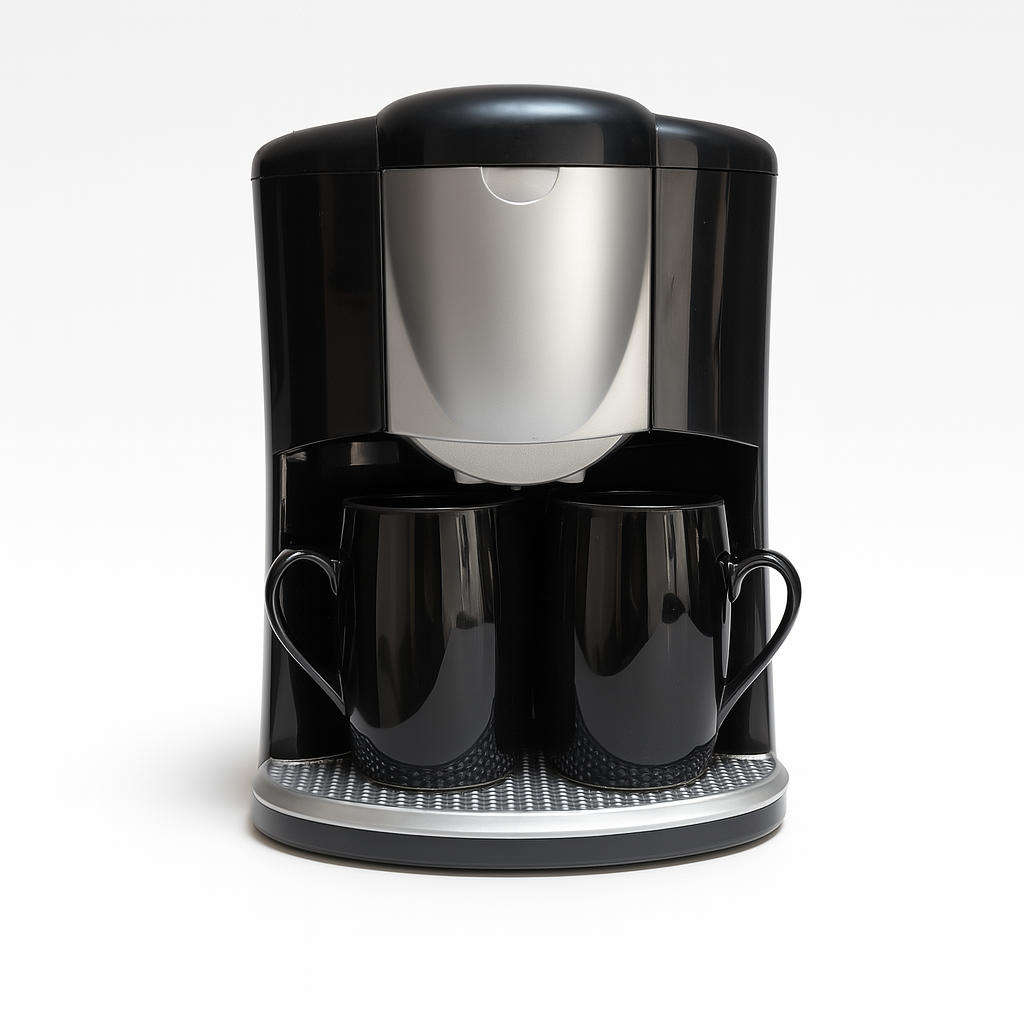 Portable coffee machine with two mugs