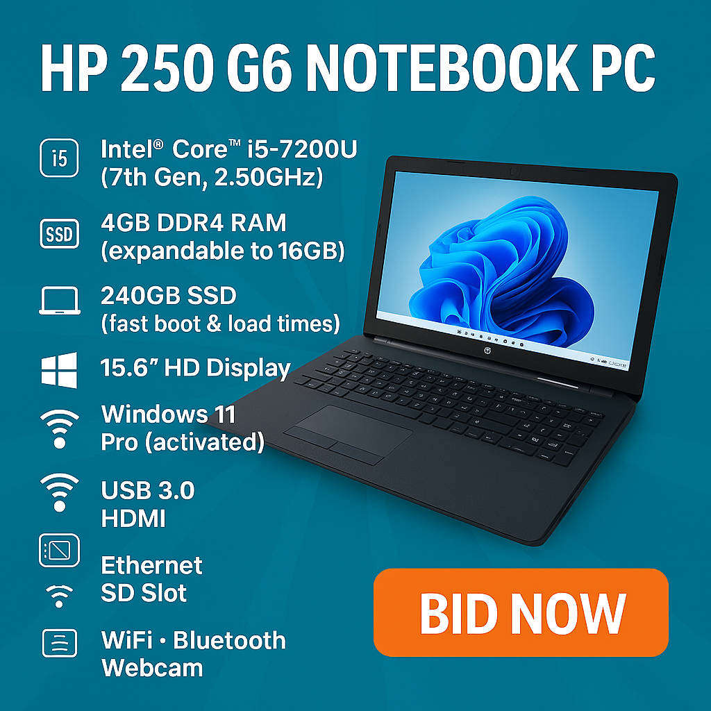 Intel Core i5-7200U (7th Gen) HP 250 G6 Notebook PC