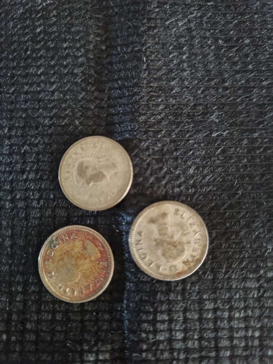 S A UNION SET 3D THREEPENCE 1951 -1957 -1958